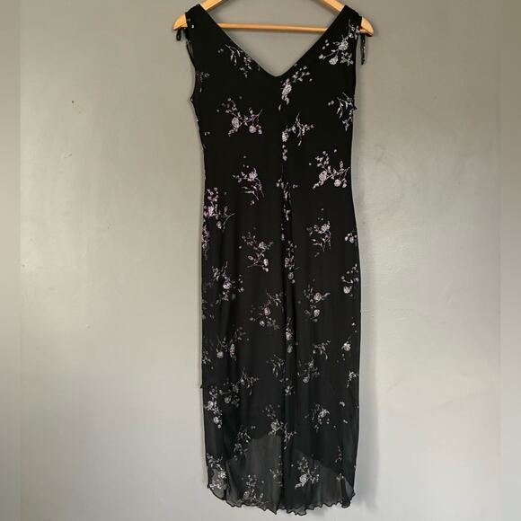 Y2K Vintage Black Floral Midi Dress whimsygoth Dark Romantic boho Size S - Picture 10 of 10